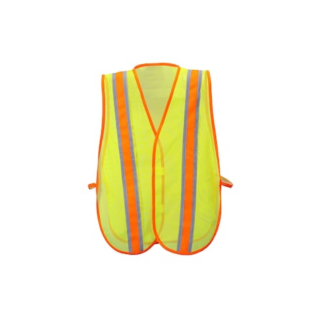 2W International Mesh Vest With Stripe, Lime 8028C